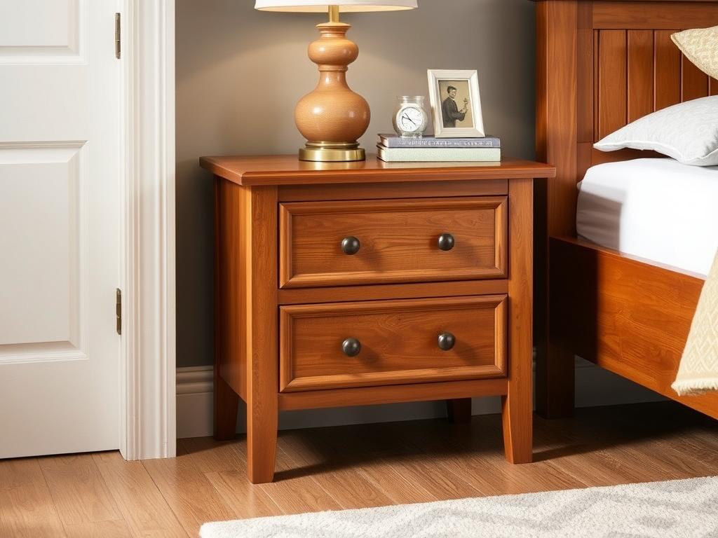 Classic 2-drawer bedside table in timber finish