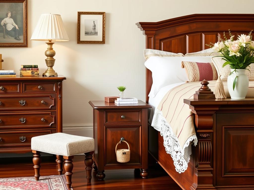 Traditional timber bedside table with classic details